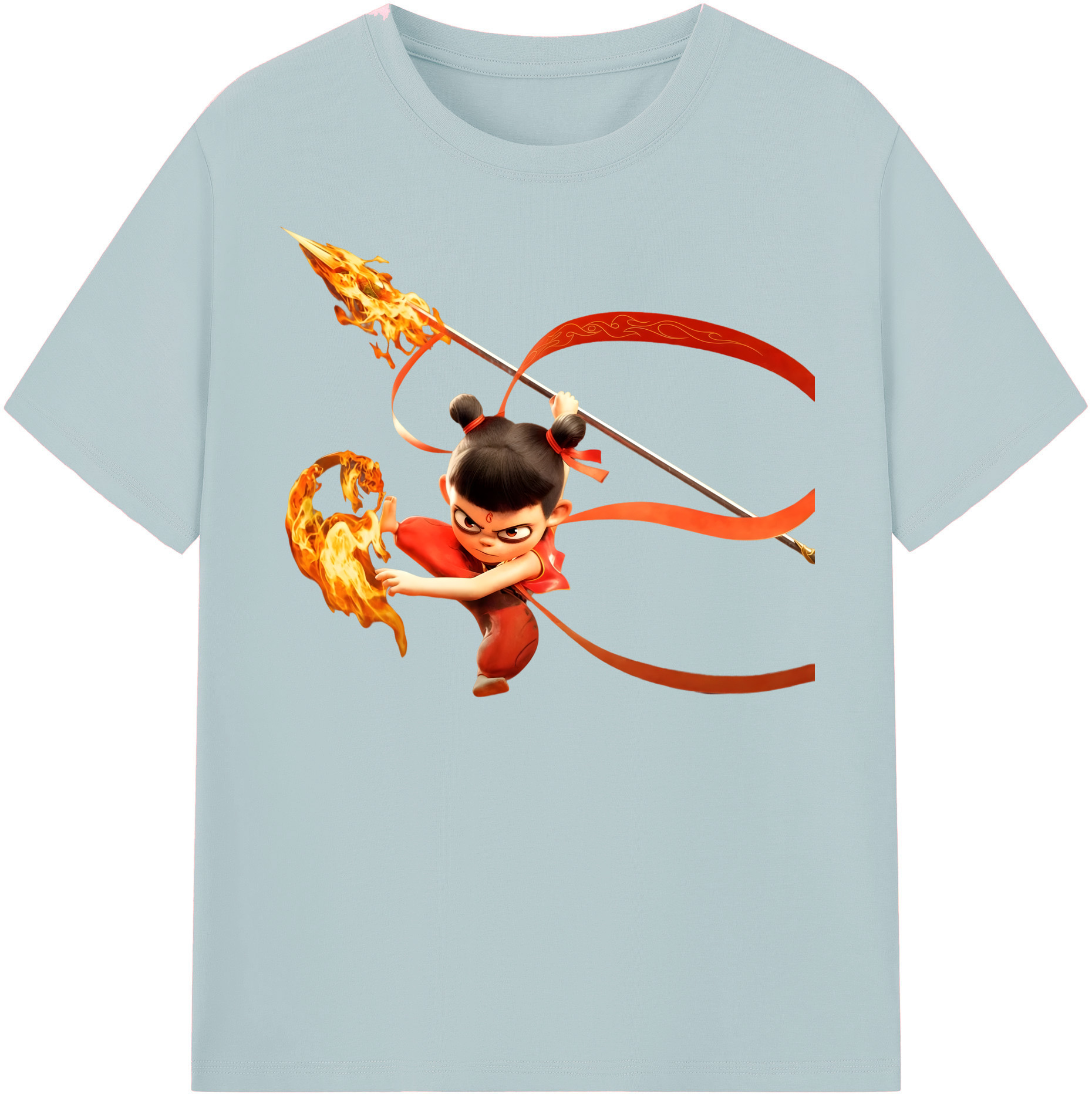 （画像用） Ne Zha 2 ナタ 魔童の大暴れ 綿100％半袖Tシャツ（フロントプリント）